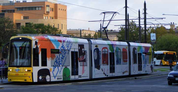 Adelaide Metro Bombardier Flexity tram 109 Adelaide Fringe